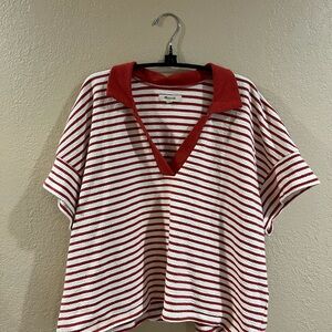 Madewell Striped Red and Cream Top